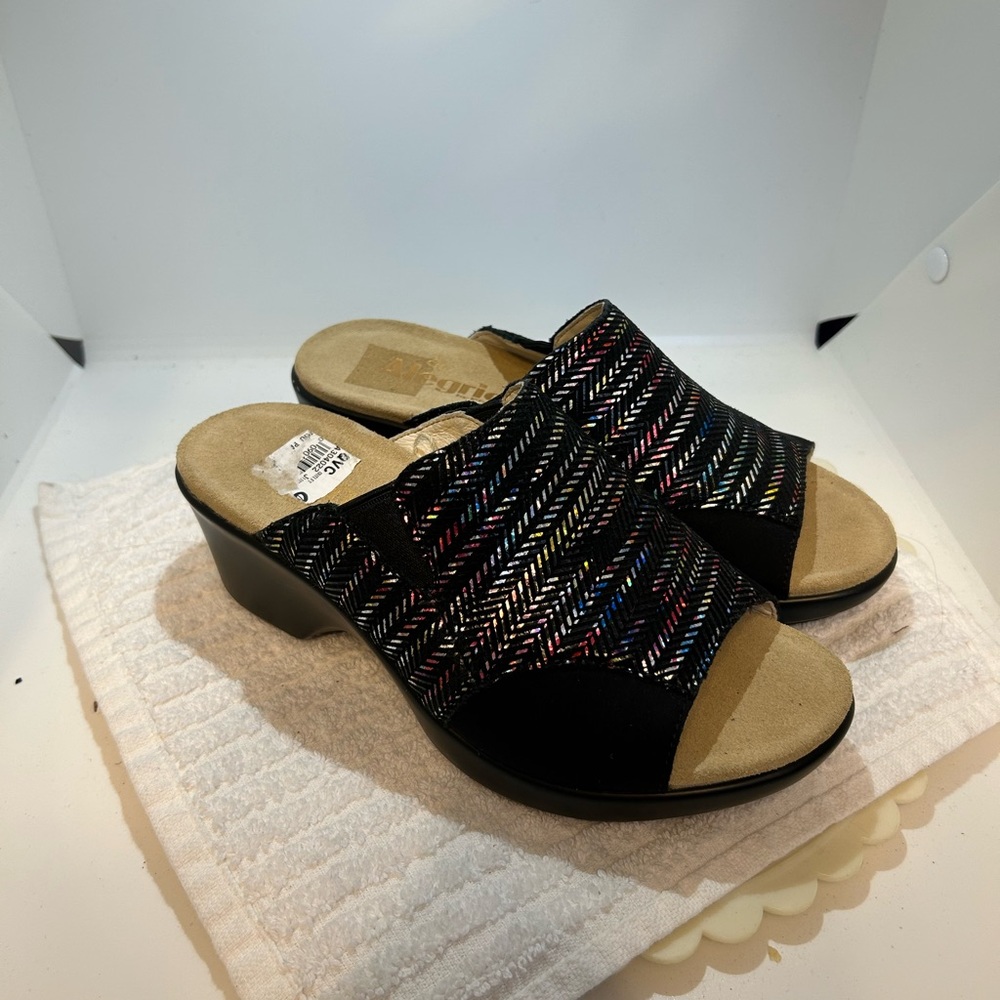 Alegria Black Mules & Clogs with Elegant Weave